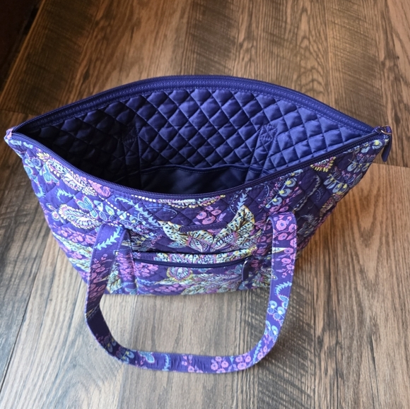 Floral Purse Tote Vera Bradley Tote Bag & Matching Wallet "Batik Leaves" - Picture 5 of 9